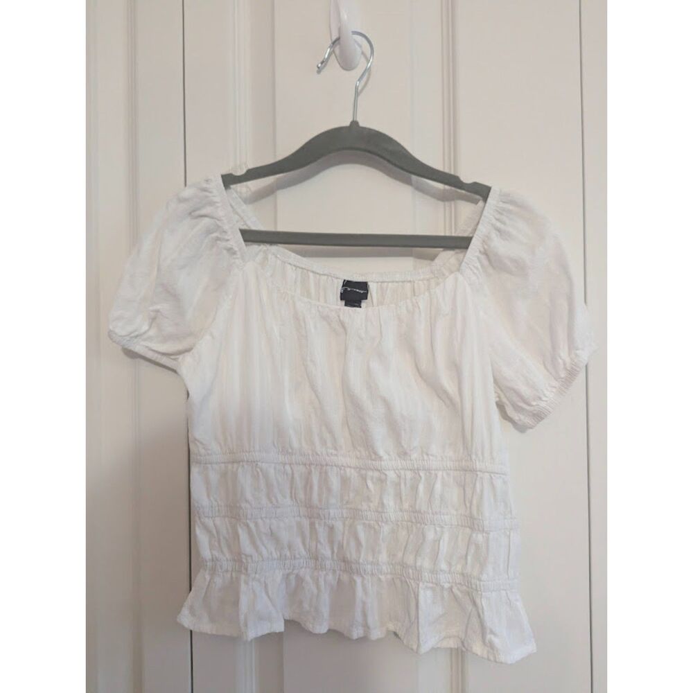 Art Class white crisp cotton short sleeve peplum top Large 10/12 girls